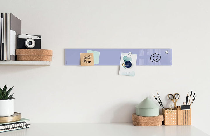 SIGEL GL109 kleine Premium Glas-Magnettafel 12 x 78 cm lavendel hochglänzend, TÜV geprüft, einfache