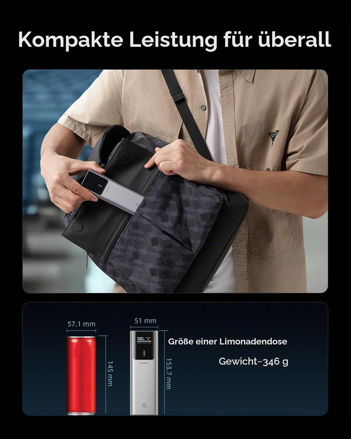 CUKTECH Powerbank 15000mAh(3S1P) 100W, Externer Akku mit Schnellladung, Tragbarer Ladegerät mit Disp