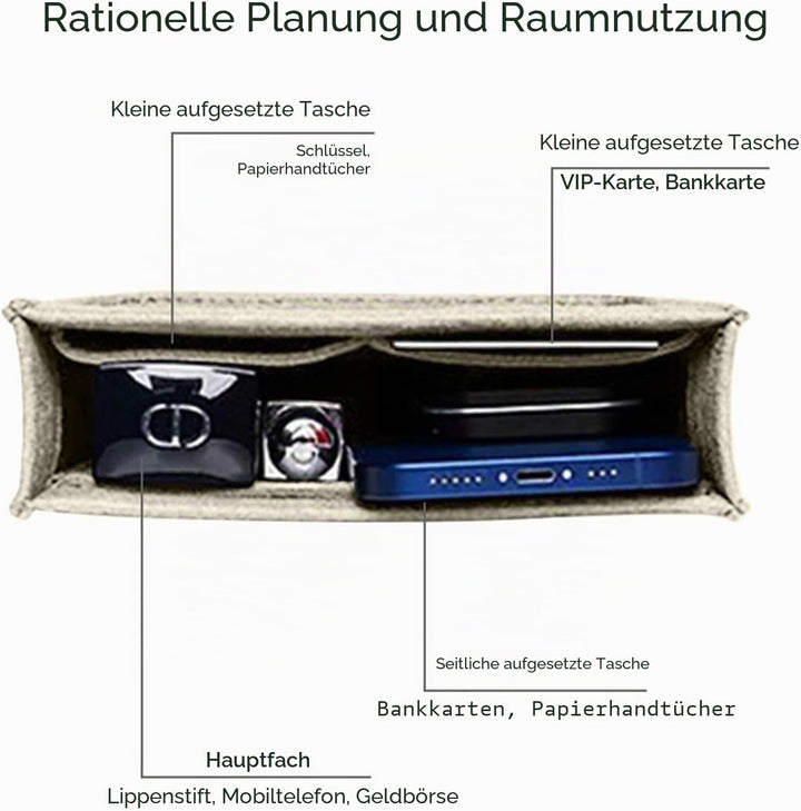 Lckaey Filz-Organizer für Hermes Evelyne III TPM PM GM Tascheneinsatz Mini 16 29 33 Tasche Geldbörse