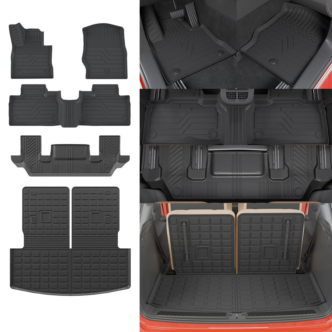 Fussmatten kompatibel mit Ford Explorer 6-Sitzer Kofferraummatte 2020–2025, Kofferraumwanne, TPE, Rü