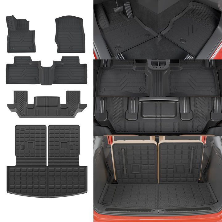 Fussmatten kompatibel mit Ford Explorer 6-Sitzer Kofferraummatte 2020–2025, Kofferraumwanne, TPE, Rü