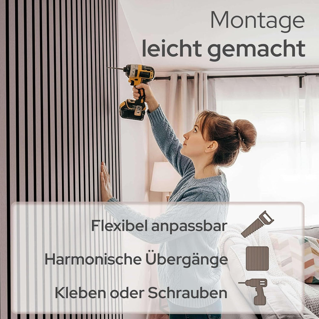 Arebos Akustikpaneele 120x60 cm | Lamellenwand in Holzoptik für Wand & Decke | modernes Wandpaneel m