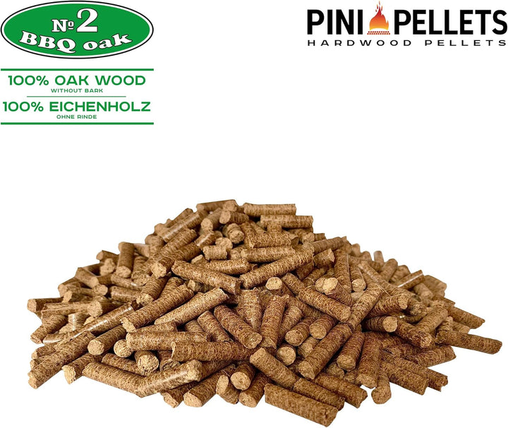 PINI Grillpellets 15 KG – Holzpellets 100% Eiche №2 zum Grillen, Räuchern, Smoken auch für pelletbet