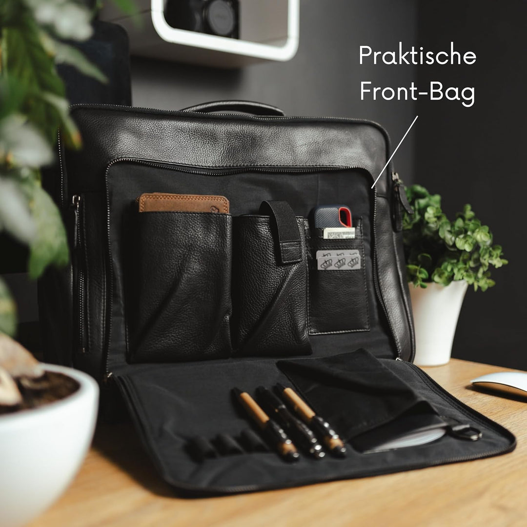 Baur XXL Tasche Echtes Leder | Laptoptasche bis 16 Zoll | Handgefertigte Businesstasche | Aktentasch