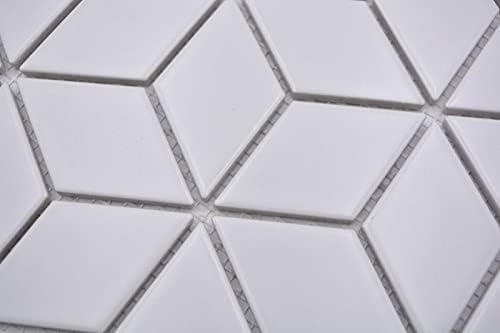 Mosaikfliese Keramik Mosaik Kombi 3D Würfel uni weiss matt Fliesenspiegel Küche MOS13-POV4_f