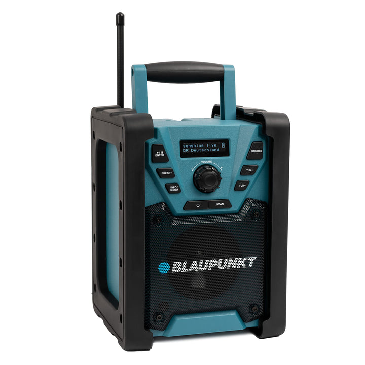 Blaupunkt BSR 200 Baustellenradio mit Akku – Tragbares Radio mit Bluetooth robust (AUX-IN, 5 Watt RM