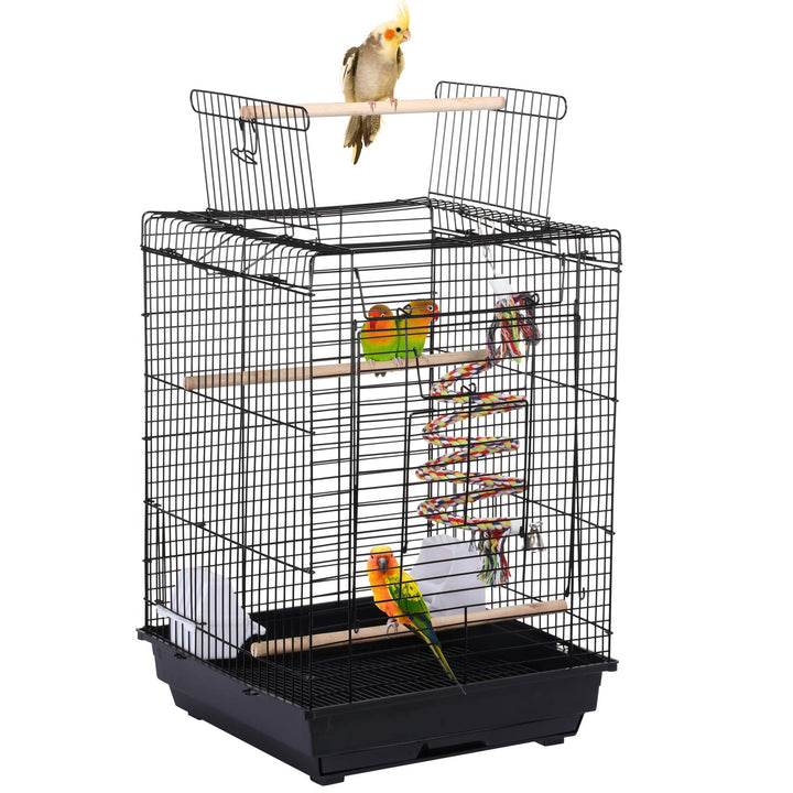 Yaheetech Vogelkäfig Transportkäfig Kanarien Grosssittich mit Freisitz und Spielzeuge