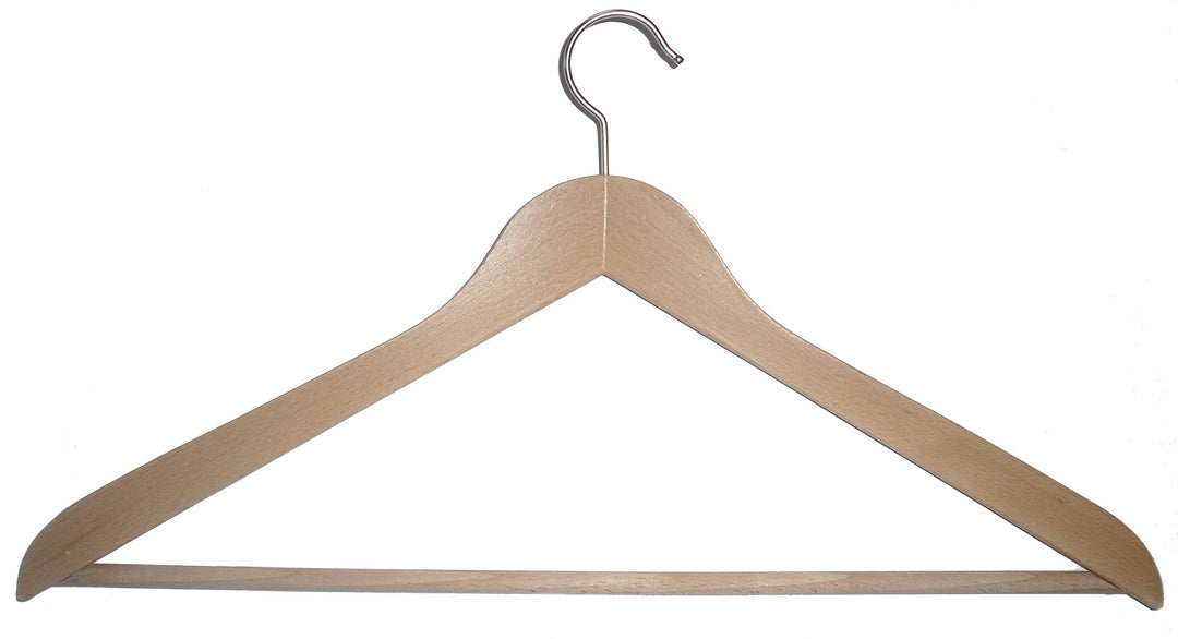 Hagspiel Kleiderbügel aus Holz, 10 St. Kleiderbügel aus Buchenholz, Natur lackiert (Wasserlack), ver