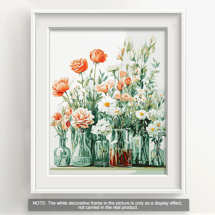 Bougimal Malen Nach Zahlen Erwachsene Landschaft Blume Ohen Rahmen inklusive Pinsel und Acrylfarben