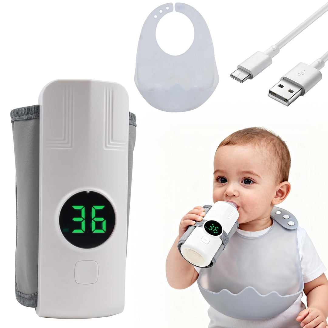 Flaschenwärmer Baby Unterwegs, 6 Temperaturstufen Drahtloses Milchwärmer mit LED Temperaturdisplay,