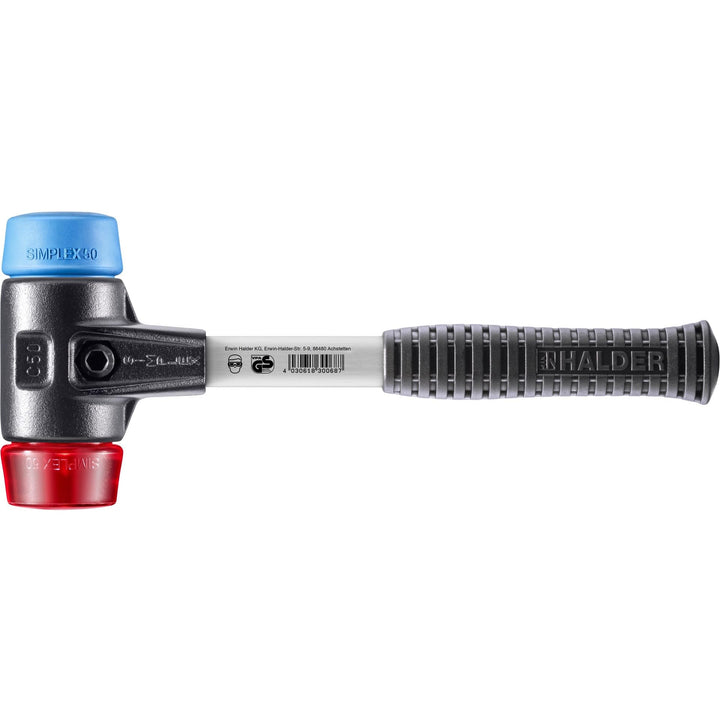 SIMPLEX-Schonhammer, TPE-soft/Plastik; mit verstärktem Tempergussgehäuse und Fiberglasstiel | D=50 m