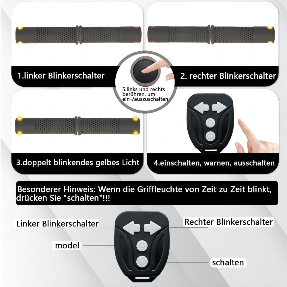 Scooter Blinklicht Griff E Scooter Blinker, Lenkerleuchte Licht Warnleuchte Scooter-Ersatzhandgriff
