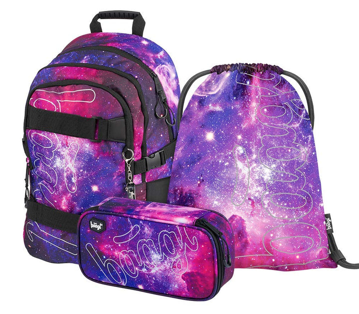 Baagl Schulrucksack Set Mädchen 3 Teilig, Schultasche ab 3. Klasse, Grundschule Ranzen mit Brustgurt