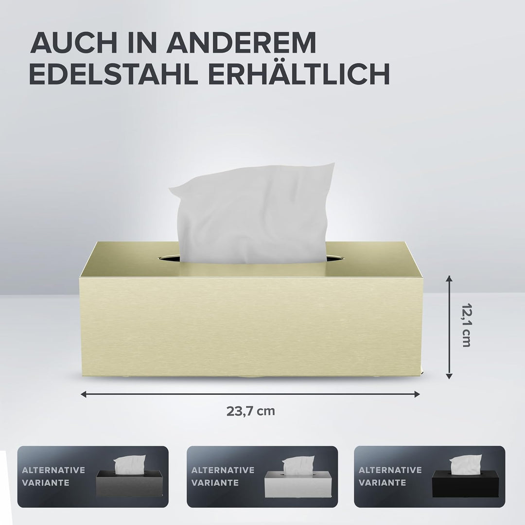 ovimar Kosmetiktücher Box Uttakleiv | aus edlem Edelstahl | Gold | Taschentuchspender, Papierhandtuc