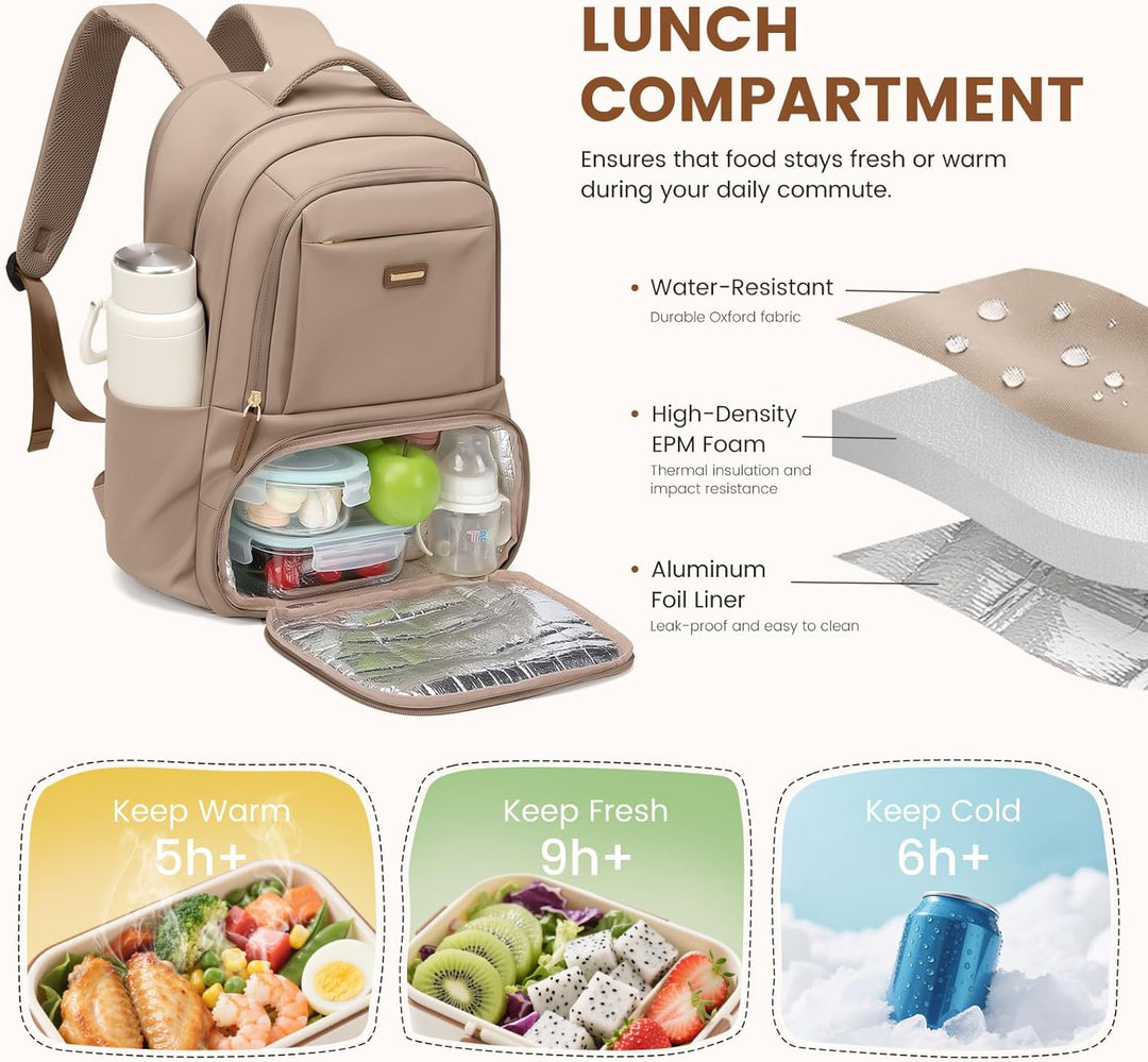 GOLF SUPAGS Lunch Rucksack, 16 Zoll Laptop Rucksack Schulrucksack mit Lsoliertes Kühltasche für Arbe
