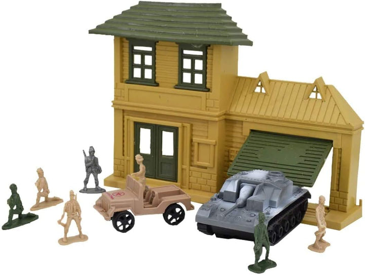 deAO 303 Militär Spielset mit Soldaten, Militärfiguren, Tanks, Flugzeugen, Flaggen, Aufbewahrungstas