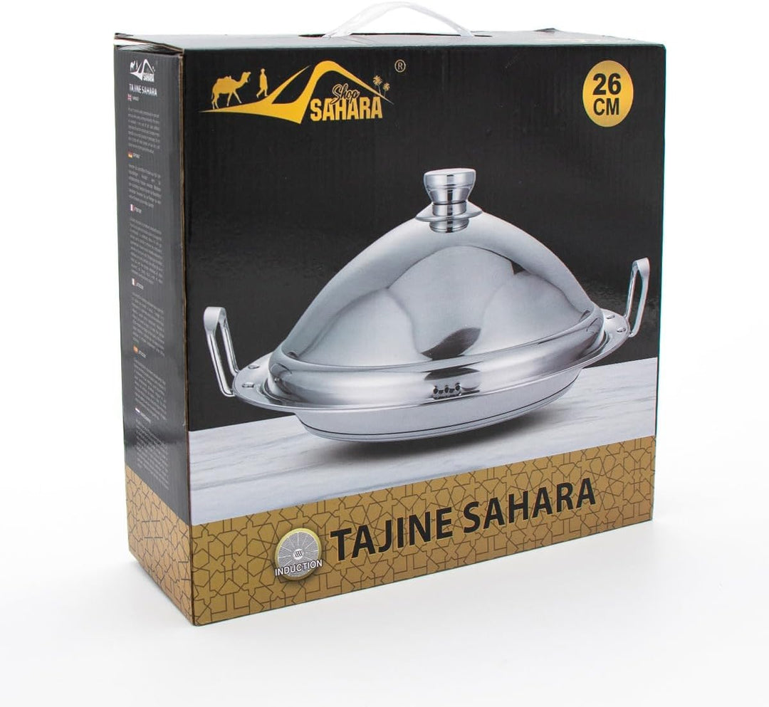 Marokkanische Tajine cocoWhite auswählbar in Ø 26/30/34 cm alle Herdarten Induktion (Ø34cm) Silber,