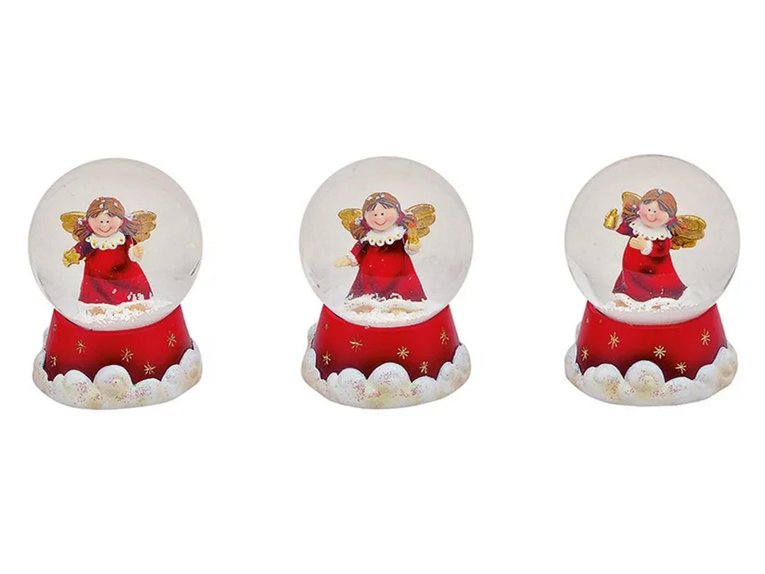 3 Stück Schneekugel Weihnachten Engel Deko Figuren 4x6x4 cm
