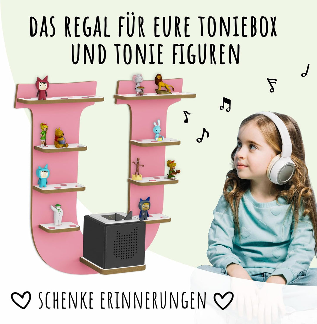 Tonie Regal für Toniebox, Toniebox Regal personalisiert mit Name und Holzsymbolen, Tonie Aufbewahrun