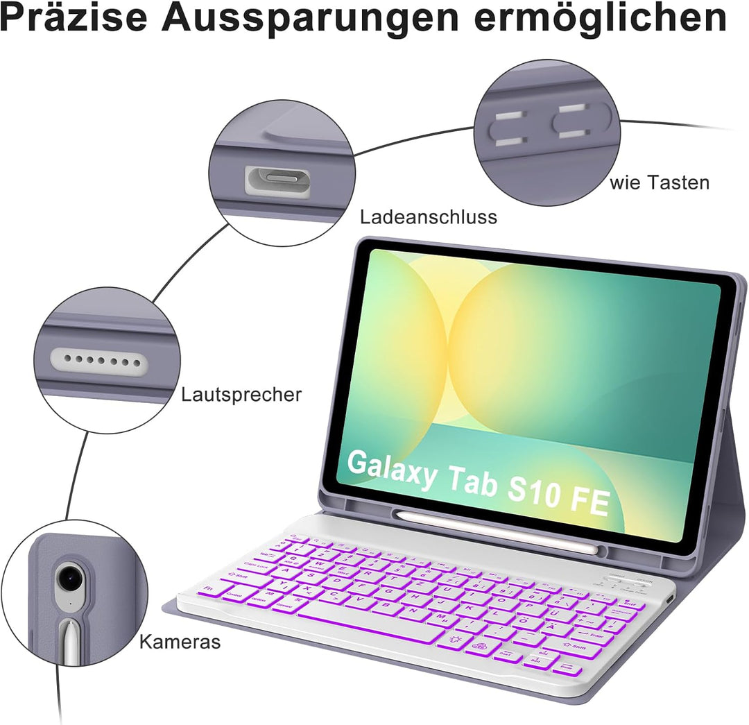 IVEOPPE Tastatur für Samsung Galaxy Tab S9FE/S10FE 10.9", Hülle Tastatur Galaxy Tab S9/S10FE 2025, M