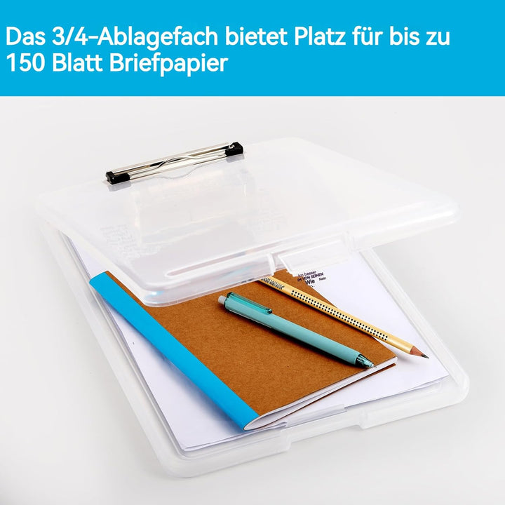 6Stück Klemmbrett mit Lagerung,Klemmbrett A4 mit Deckel,Schreibbrett mit Aufbewahrung,Tragbares Kuns