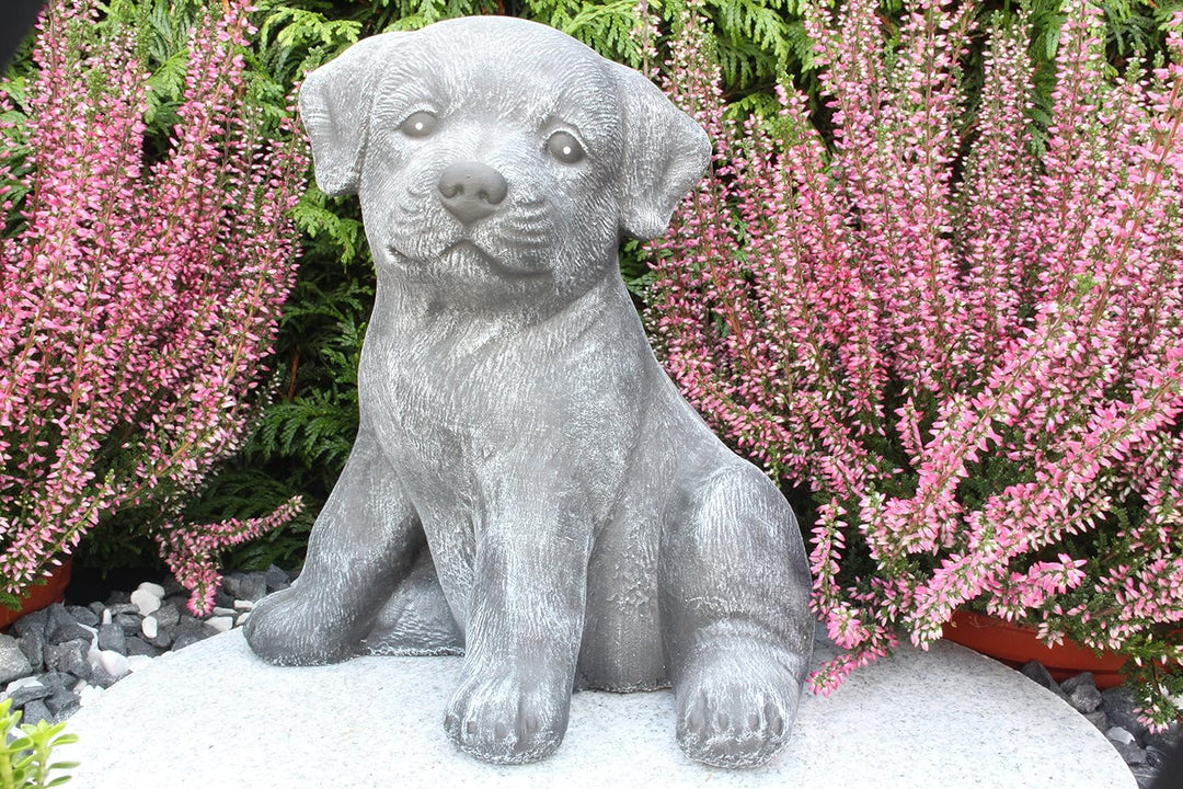 STEINFIGUREN SPICKER Steinfigur Hund sitzend 173/1, Gartenfigur Steinguss Tierfigur Basaltgrau