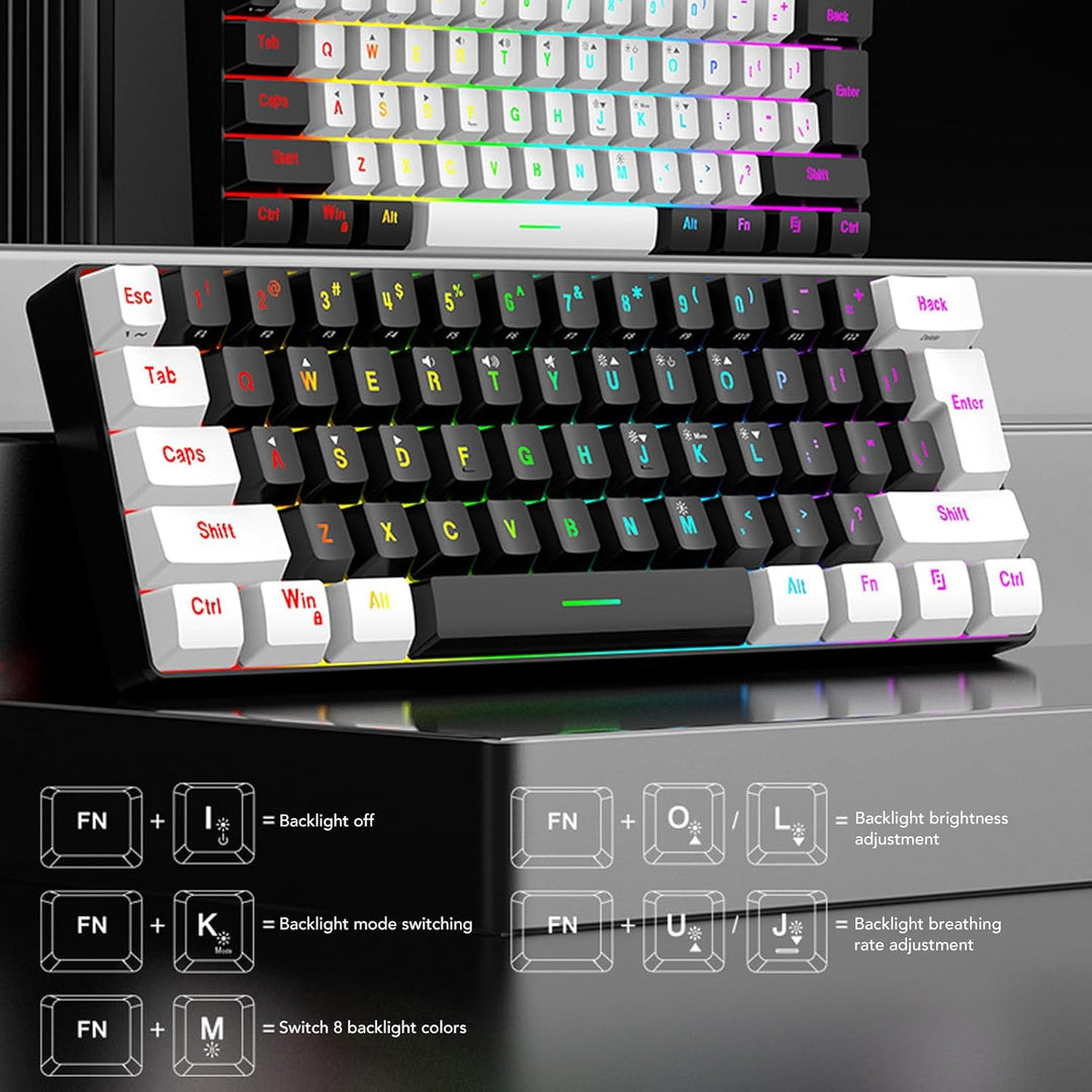 Denash Gaming-Tastatur- und Maus-Kombination, USB-C-Kabel-Tastatur-Maus, Mehrfarbiges Mechanisches T