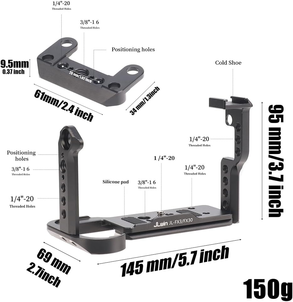Hersmay FX30 Cage, FX3 Camera Cage Rig für Sony FX3 FX30 Zubehör Schnellwechselplatte für Arca-Swiss