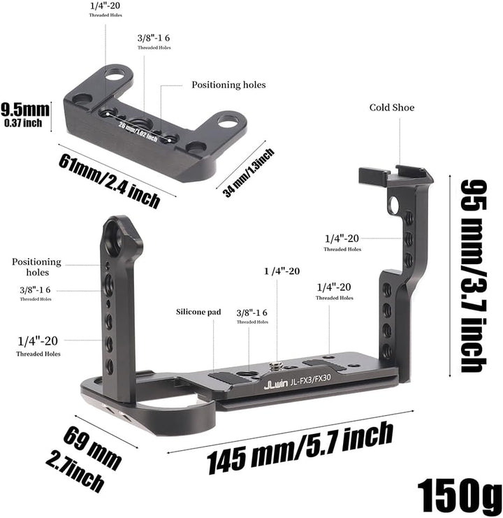 Hersmay FX30 Cage, FX3 Camera Cage Rig für Sony FX3 FX30 Zubehör Schnellwechselplatte für Arca-Swiss