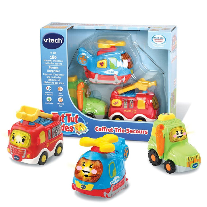 VTech TUT TUT Bolides – 80–205805 – Coffret Trio Pompiers: Leo + Gaetan + Barnabe