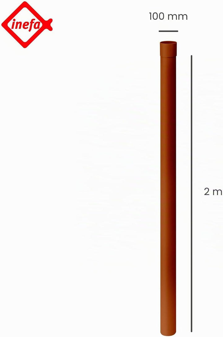 INEFA Fallrohr Kunststoff 200cm DN100 / 100mm, Braun, Dachrinnenzubehör, einfache Steckmontage, Made