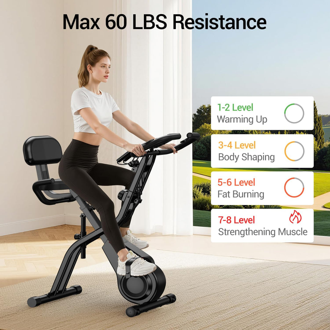 UMAY Heimtrainer Fahrrad Klappbar, Indoor Spinning Bike, Ergometer mit Pulsmessung & LED Display, Ho