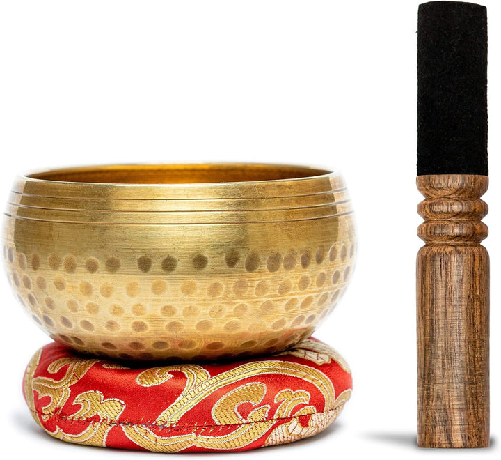 Tibetische Klangschalen Setz 6 Zoll, Handgefertigt in Nepal, Set mit Unterlage Holzklöppel, Singing