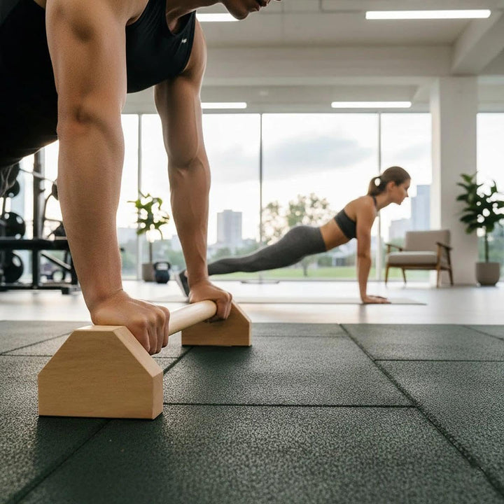 Liegestützgriffe, 2 Push Up Bars, Handstandstange, Holz Parallettes, mit Zwei Abnehmbaren Griffschla