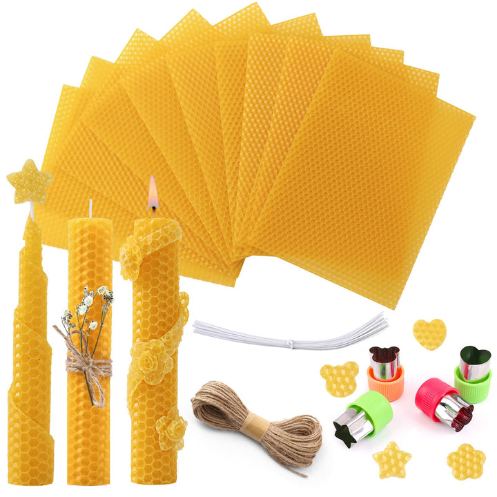 Yannige Bienenwachsplatten für Kerzen,Bienenwachskerzen Selber Machen Set,100% Reines Bienenwachs,12