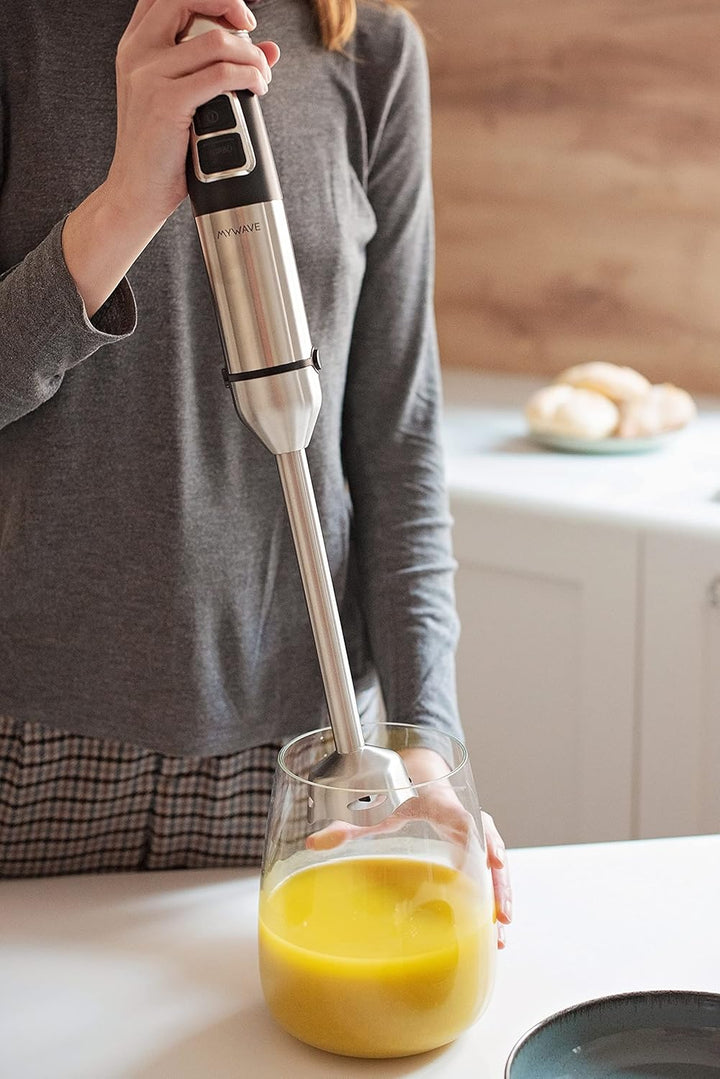 MYWAVE MWBTM-XXL Saona Stabmixer Für Feste und Flüssige Nahrungsmittel, Stainless Steel, Silber