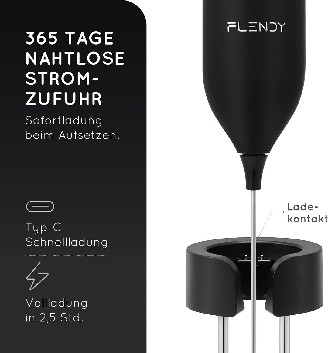 Wiederaufladbarer Hand Milchaufschäumer Stab, Aufschäumer Stab mit USB-C Ladehalterung, Mini Milchau