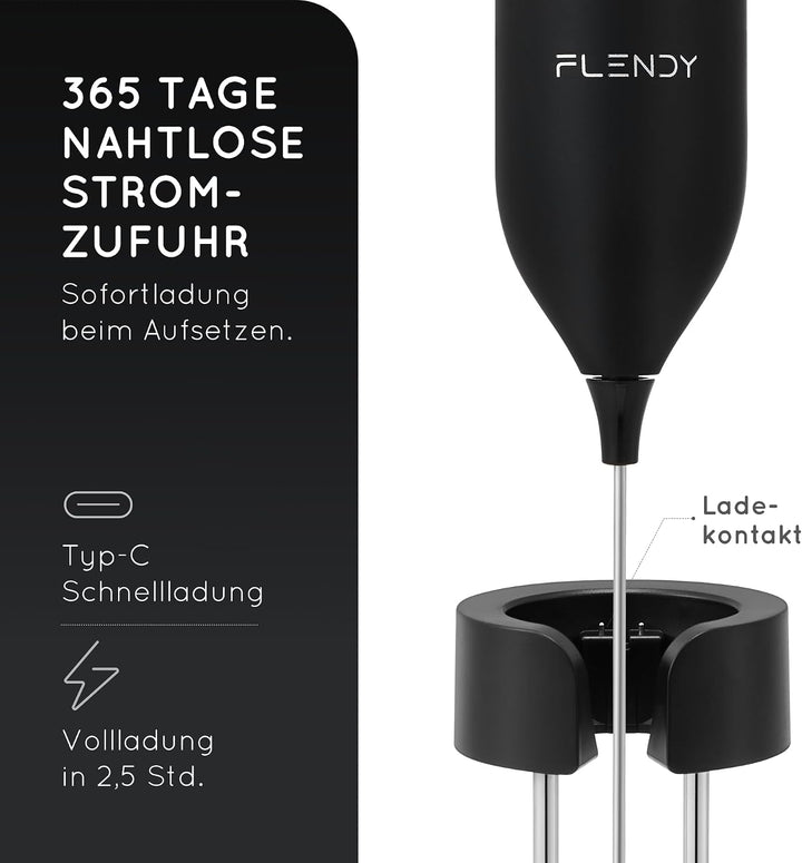 Wiederaufladbarer Hand Milchaufschäumer Stab, Aufschäumer Stab mit USB-C Ladehalterung, Mini Milchau