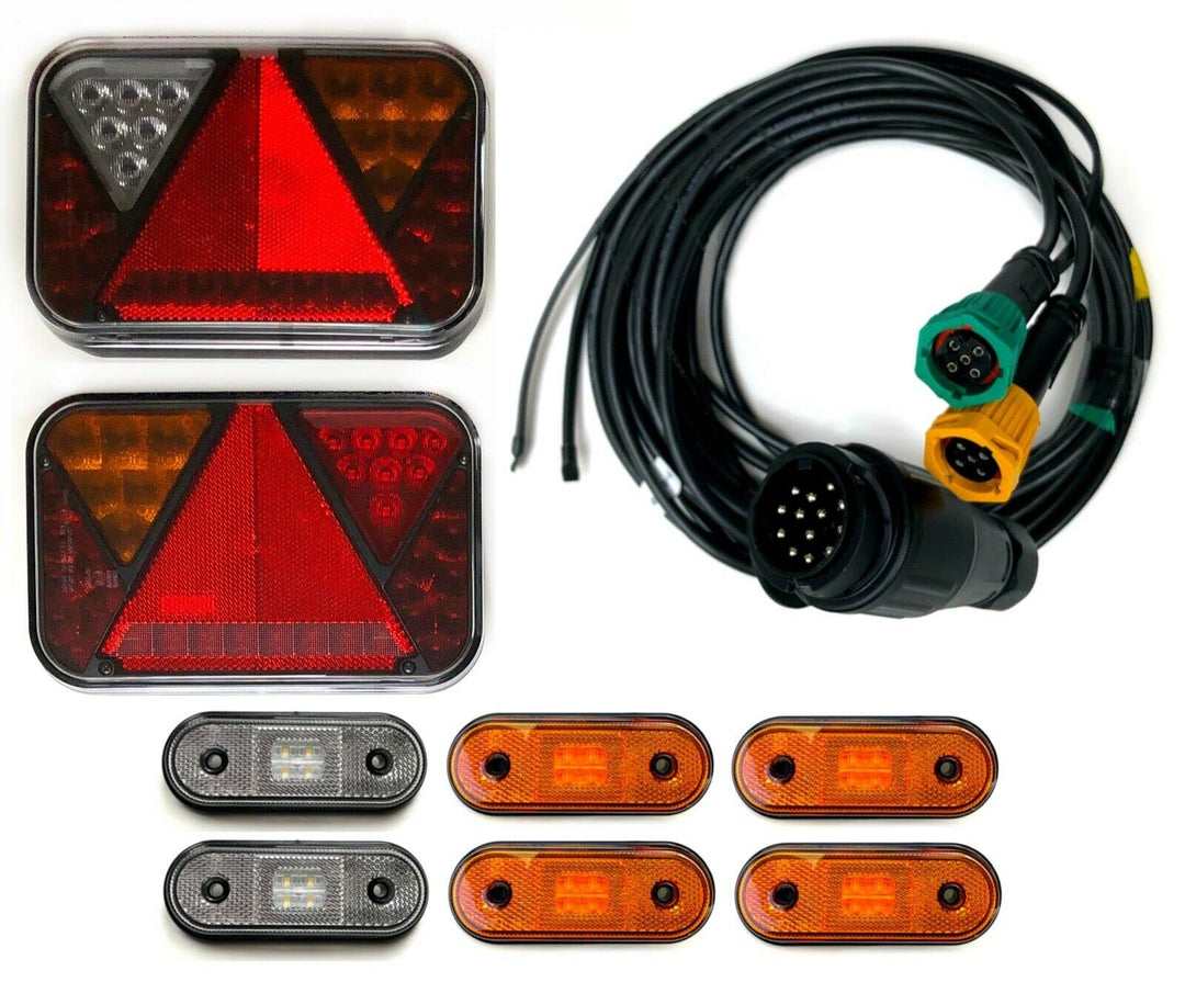 Anhängerbeleuchtung LED Rückleuchten Umrissleuchten und 13 polig Kabel 5m SET
