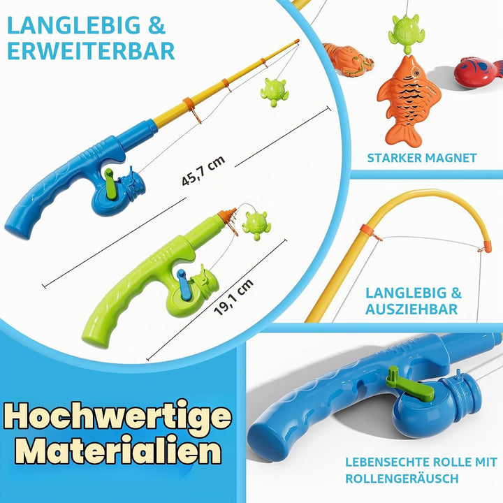 Magnetisches Angelspiel Angelspielzeug mit Schwimmenden Fischen, Baden Pool Strand Outdoor Spielzeug