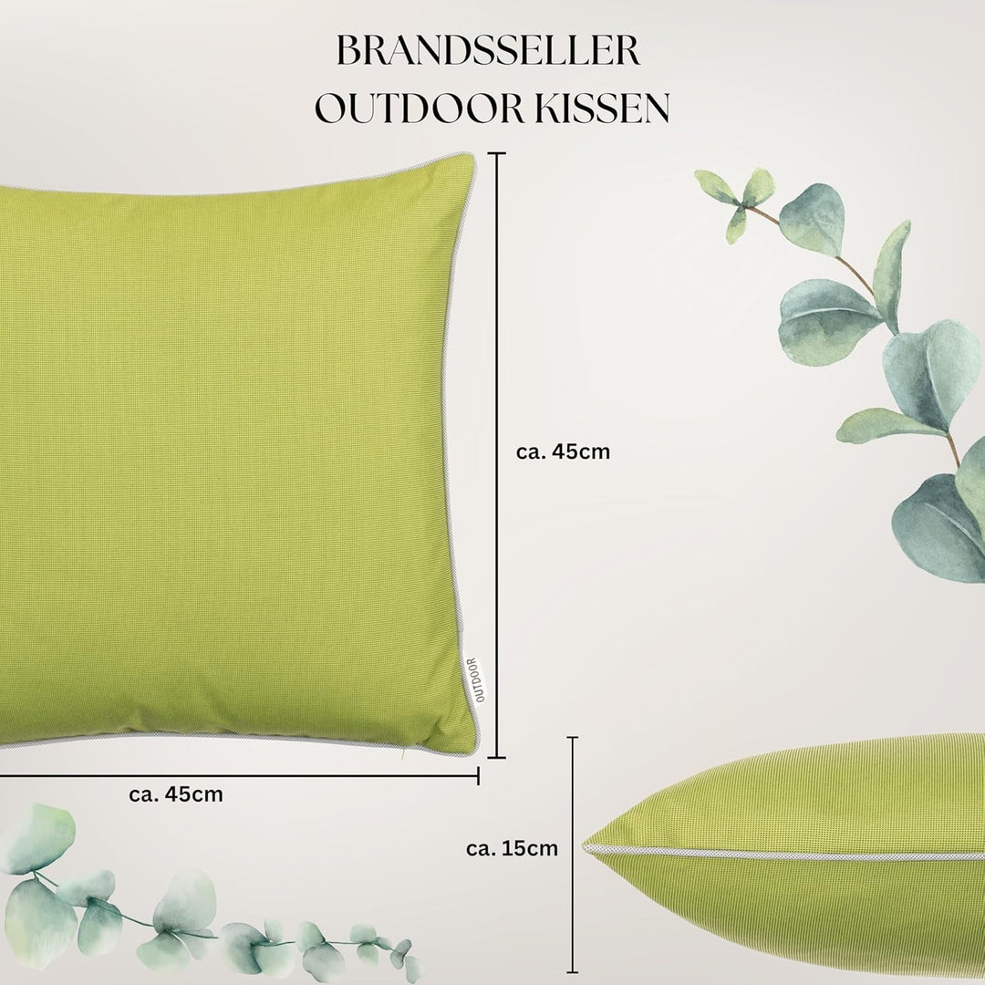 Brandsseller Outdoor Garten Kissen Dekokissen mit Paspel - Garngefärbt Uni Schmutz- und Wasserabweis