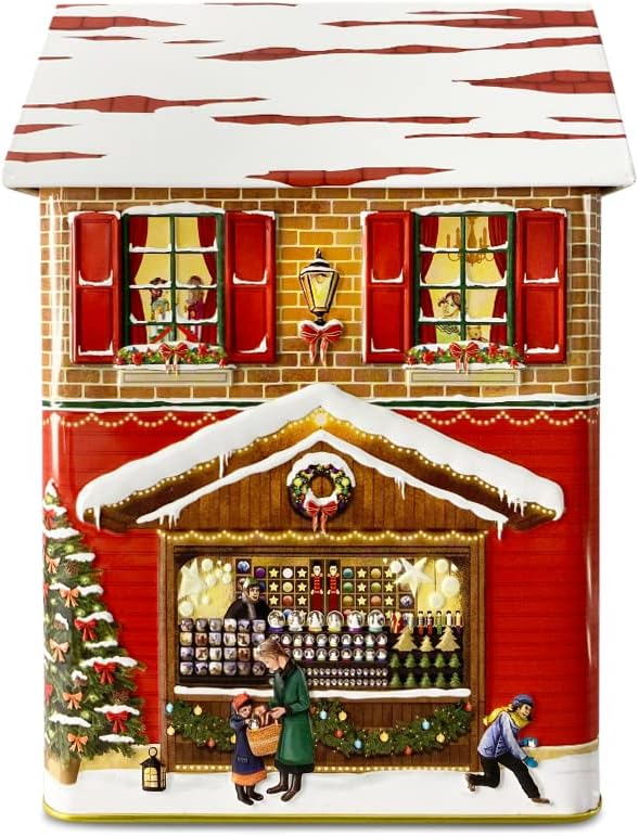 Blechdose in Form eines Stadthauses 'Winter Cookie & Sweet' Keksdose Deko Box Dose, ca. 14x7.5x21 cm