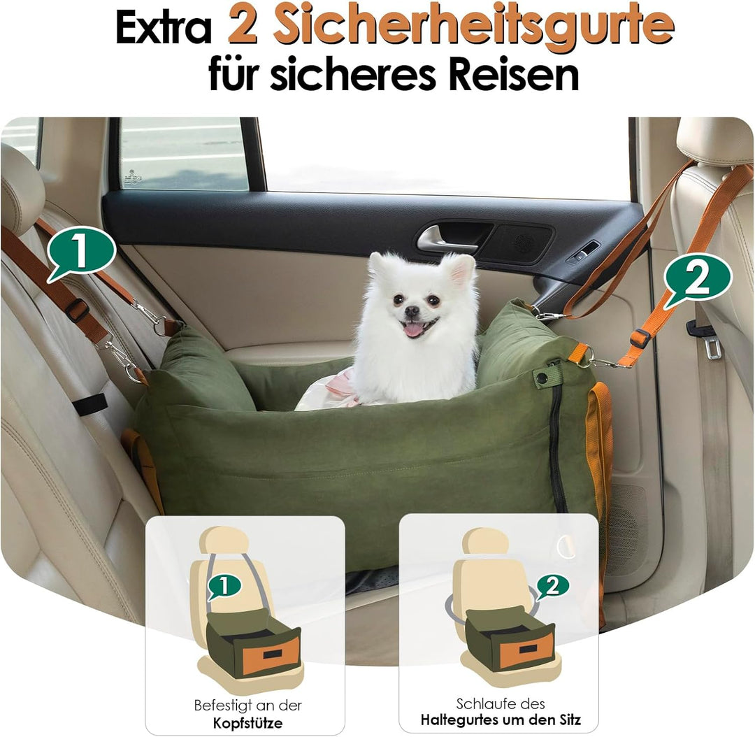 Hundesitz Auto für Kleine Hunde Unter 15KG, Tragbares Hundekorb mit Ausziehbarer Ruhebereich, Abnehm