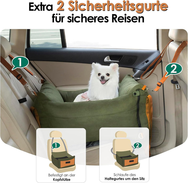 Hundesitz Auto für Kleine Hunde Unter 15KG, Tragbares Hundekorb mit Ausziehbarer Ruhebereich, Abnehm