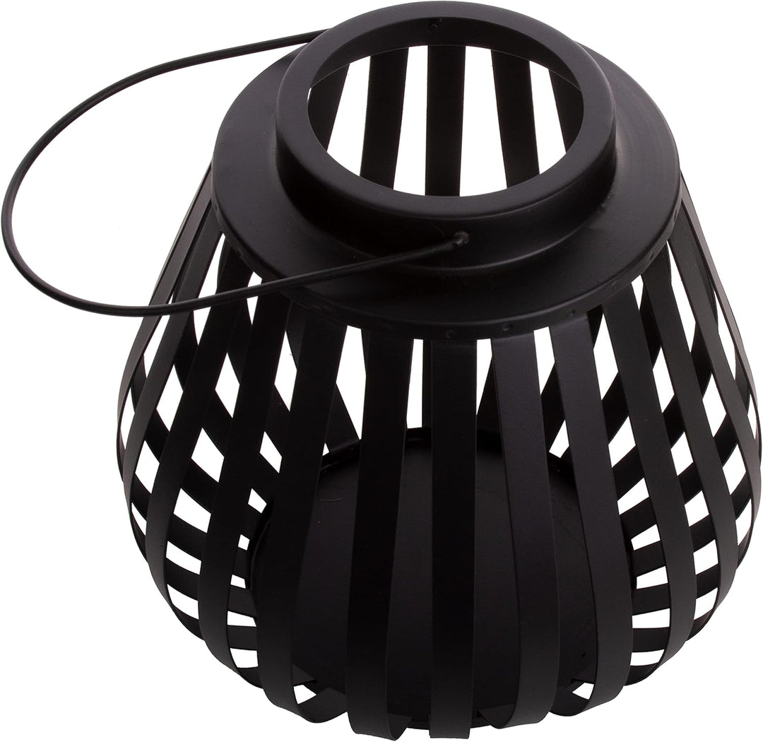 Brandsseller Windlicht 29,5 x 27,5 cm Metall mit Henkel Gitter Design Schwarz Kerzenständer Laterne