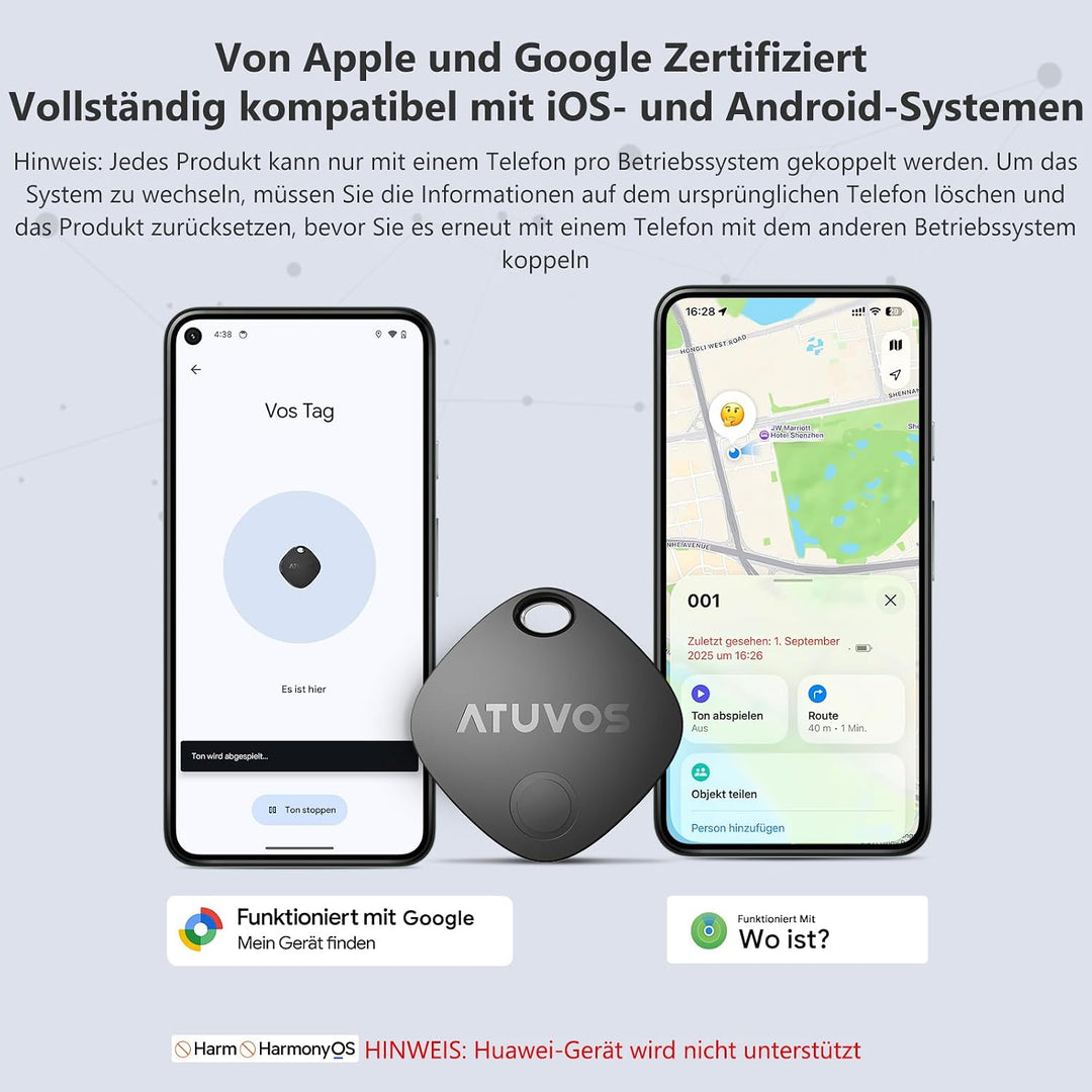 ATUVOS Air Tag Pro Smart Tags Tracker für Android &amp; iOS, Neu Dual-System Schlüsselfinder kompatibel