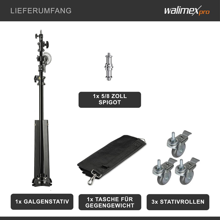 Walimex Galgen-/Rollstativ, Schwarz ohne Gegengewicht Single, ohne Gegengewicht Single