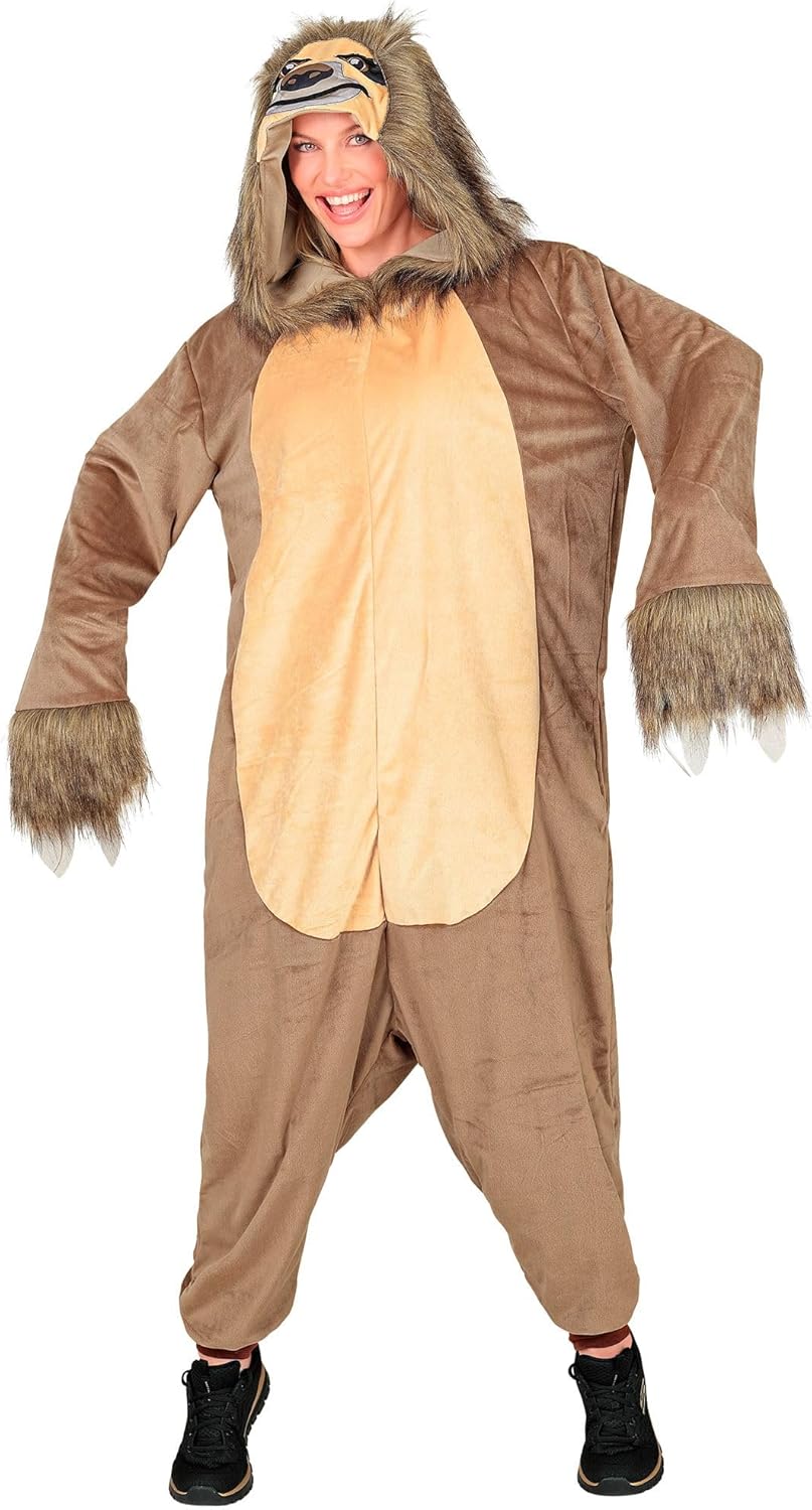 W WIDMANN MILANO Party Fashion - Tier Overall für Erwachsene, weicher Plüsch Jumpsuit mit Kapuze, Ti