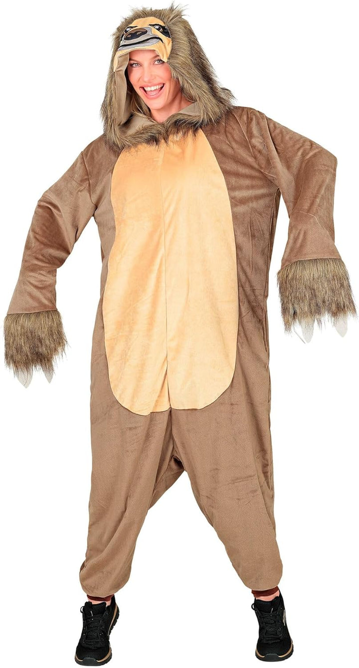 W WIDMANN MILANO Party Fashion - Tier Overall für Erwachsene, weicher Plüsch Jumpsuit mit Kapuze, Ti