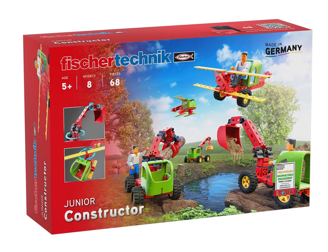 fischertechnik 564065 JUNIOR Constructor – Bausatz für Kinder ab 5 Jahren, Spielzeug mit Bagger, Hub